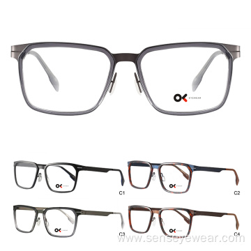 Mens TR90 Metal Mixed Square Optical Glasses Frame